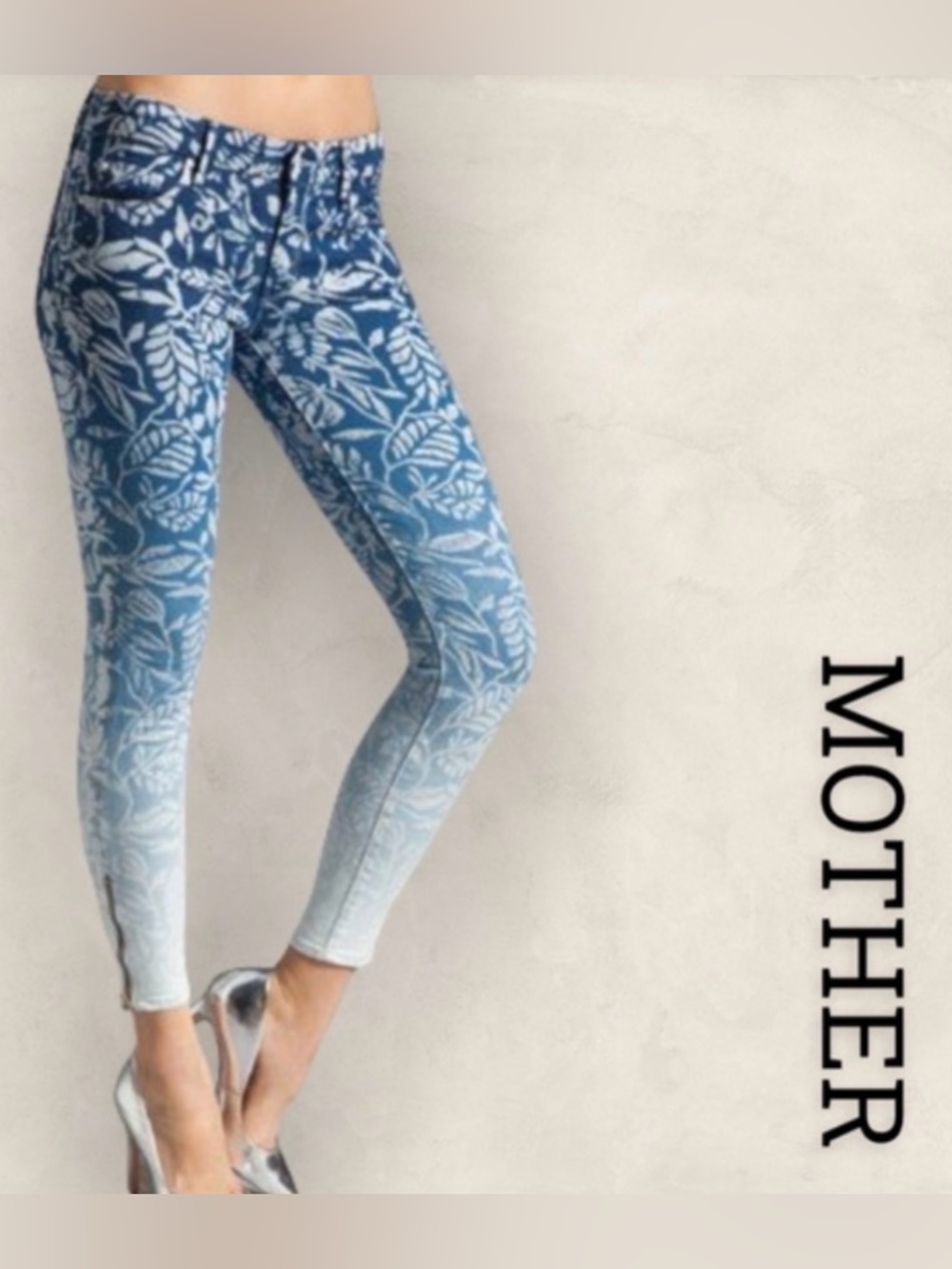 MOTHER Magical Flowers in the Forest of Dreams Looker Ankle Zip Jeans